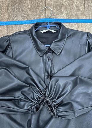 Черная рубашка-платье из экокожи zara6 фото