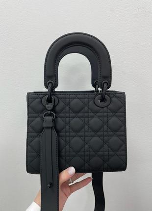 Сумка christian dior latte ultramatte cannage calfskin mini lady dior black2 фото