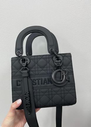 Сумка christian dior latte ultramatte cannage calfskin mini lady dior black