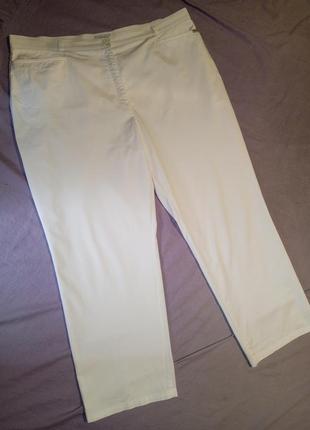Стрейч-коттон,белые,лёгкие брюки с карманами,высокая посадка,мега батал,brax5 фото
