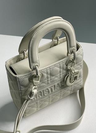 Сумка christian dior latte ultramatte cannage calfskin mini lady dior beige2 фото