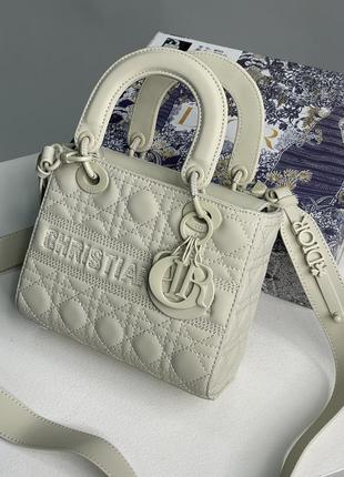 Сумка christian dior latte ultramatte cannage calfskin mini lady dior beige1 фото