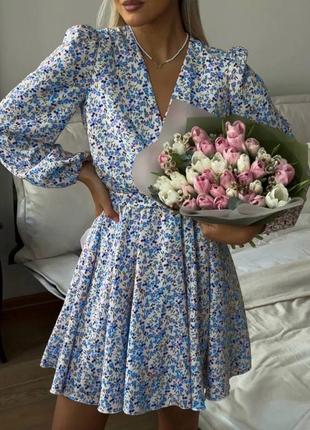 Платье с поясом в цветочном принте🌸3 фото