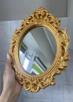 Зеркало в винтажном стиле винтажное барокко ренесанс золотого цвета настенное настольное фотосессия реквизит люстерко бутафория