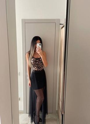 Жіночий комплект боді і сукня у леопардовий принт8 фото