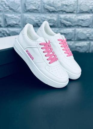 Kappa жіночі білі кросівки з рожевими елементами розміри 36-41
