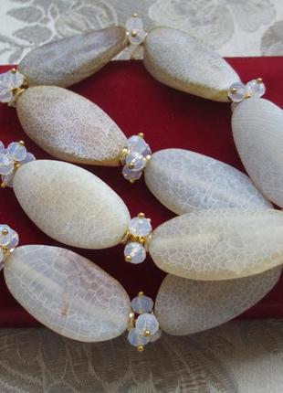 Колье морозный агат6 фото