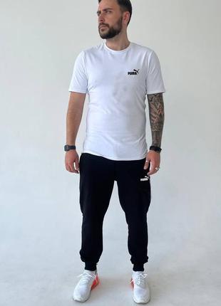 Костюм комплект мужской летний черный белый футболка штаны спортивные nike puma tnf adidas6 фото