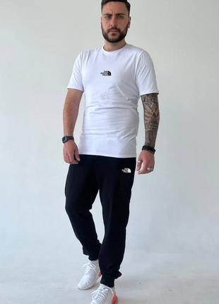 Костюм комплект мужской летний черный белый футболка штаны спортивные nike puma tnf adidas10 фото