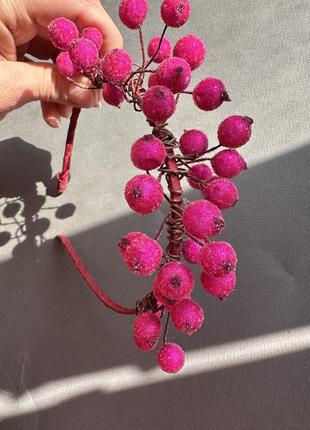 Обруч с ягодками (калина, ягоды розовые)3 фото
