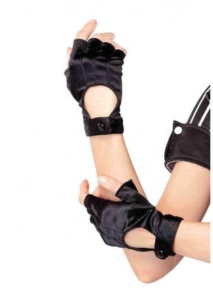 Перчатки без пальцев черные leg avenue fingerless motercycle gloves o/s  китти2 фото