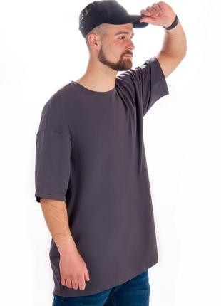 Футболка оверсайз, базова однотонна чоловіча футболка, однотонная футболка мужская оверсайз3 фото