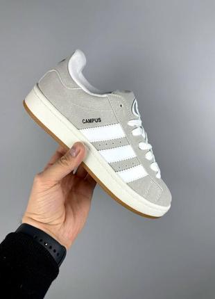 Adidas campus white grey кросівки адідас кампус замша