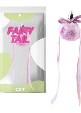 Анальная пробка с пушистым хвостом cute heart fluffy plug with tail purple&pink китти