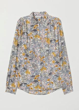 Красивая шифоновая блуза в цветочный принт h&amp;m 🌼🩵5 фото