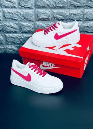 Nike force женские кроссовки белые с малиновыми элементами размеры 36-413 фото