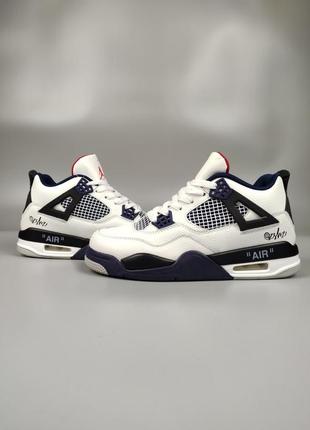 Кроссовки nike air jordan 4 retro white navy blue