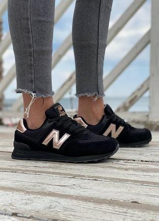 Жіночі кросівки new balance 574 black gold знижка sale | smb