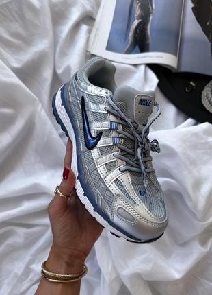 Крутые женские кроссовки nike p6000 silver blue серебристые4 фото