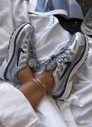 Крутые женские кроссовки nike p6000 silver blue серебристые3 фото