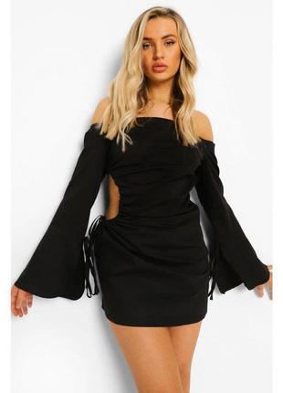 Чорне міні плаття із зав'яками від boohoo, розмір м3 фото