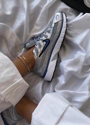 Крутые женские кроссовки nike p6000 silver blue серебристые9 фото