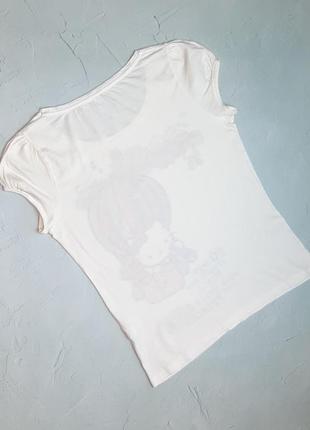 🌿1+1=3 красивая молочная хлопковая женская футболка hello kitty oysho, размер 48 - 502 фото