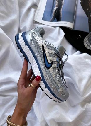 Крутые женские кроссовки nike p6000 silver blue серебристые2 фото