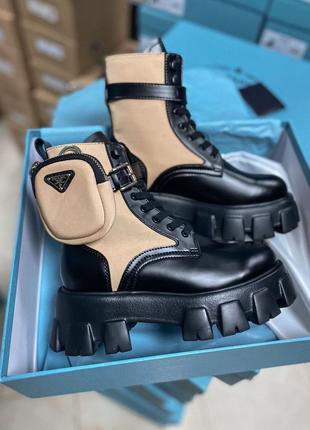 Ботинки nude boots zip pocket black nude beige черевики