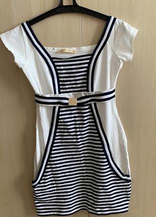 Пляжное платье в полоску ora размер s цвет синий-белый1 фото