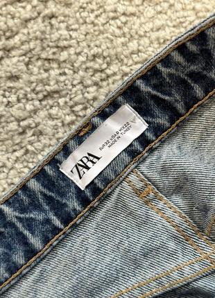 Прямые джинсы zara с необработанным низом, синие джинсы клеш с разрезами, трубы8 фото