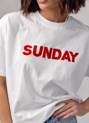 Біла футболка із принтом sunday5 фото