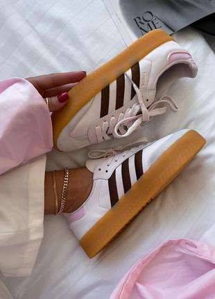 Прекрасные женские кроссовки adidas samba platform clear pink розовые