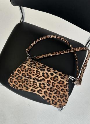 Сумка, леопардовая сумка, сумка багет, леопардовый багет1 фото