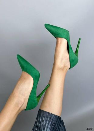 Туфли лодочки на шпильке нарядные зеленые изумрудные2 фото