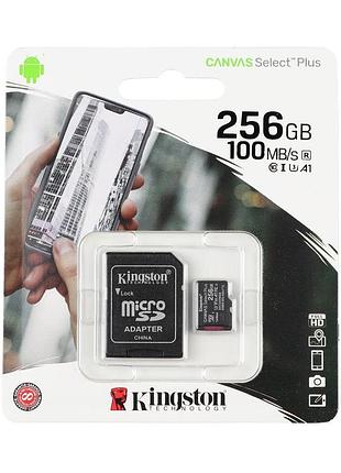 Картка пам'яті з адаптером microsdxc king canvas select plus uhs-1 256gb class 10 чорний