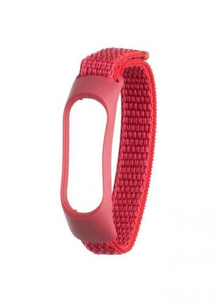 Ремінець текстильна застібка xiaomi mi band 4/mi band 3 nylon червоний