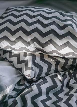 Комплект постельного белья двуспальный dark zigzag с натурального хлопка ранфорс 180х210 см3 фото