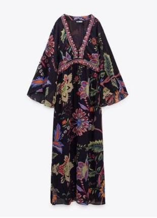 Гарна сукня довга з вишивкою принт квіти с 8-102 фото