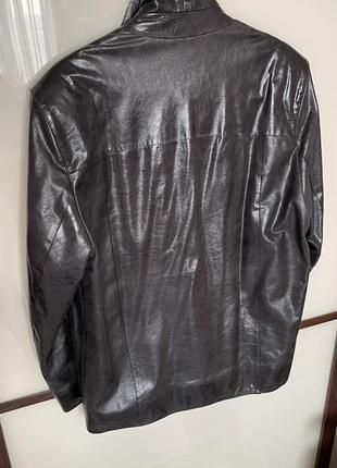 Куртка пиджак жакет кожаная мужская черная р. 52 (xl/xxl)3 фото