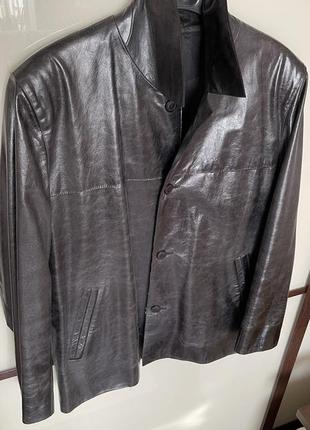 Куртка пиджак жакет кожаная мужская черная р. 52 (xl/xxl)2 фото
