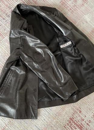 Куртка пиджак жакет кожаная мужская черная р. 52 (xl/xxl)7 фото