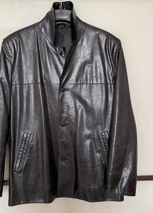 Куртка пиджак жакет кожаная мужская черная р. 52 (xl/xxl)10 фото