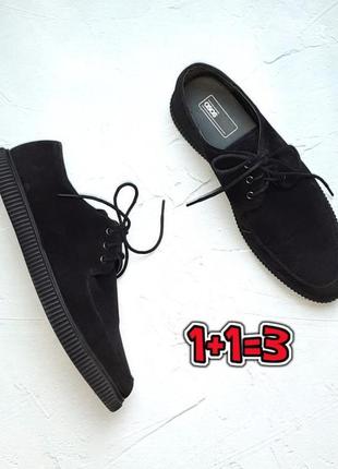 🌿1+1=3 фирменные черные мужские замшевые туфли asos, размер 42
