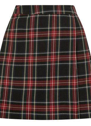 Юбка юбка тенниска шотландка в клетку складку плиссе мини японская школьная солнышка красная харадзюка5 фото