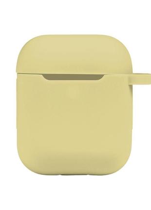 Чехол с карабином silicone case airpods 1 / airpods 2 crem yellow