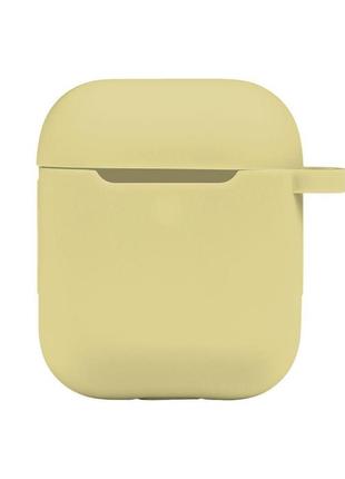 Чехол с карабином silicone case airpods 1 / airpods 2 crem yellow