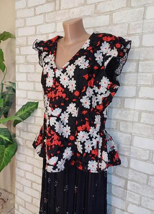 Фирменная next шикарная блуза  в качественную вышивку крупных цветов, размер 2-3хл4 фото