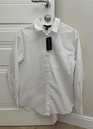 Классная белая натуральная рубашка с карманом new look2 фото