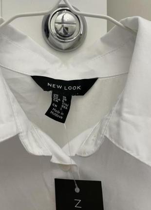 Классная белая натуральная рубашка с карманом new look6 фото